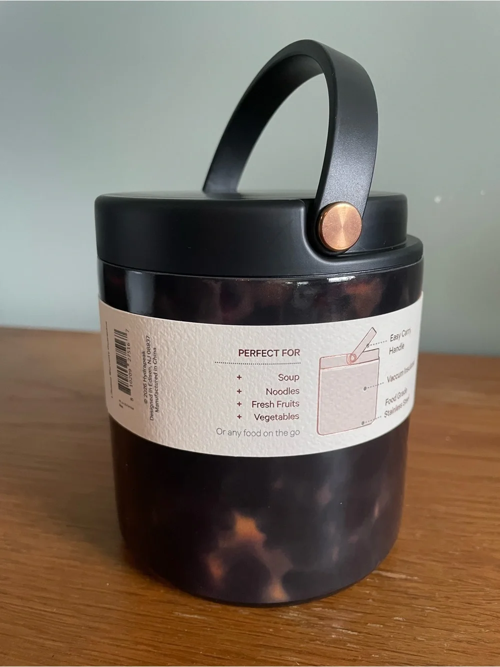 NEW Hydrapeak Food Jar 25oz Stainless Steel Insulated Leak Proof Black Graphic*